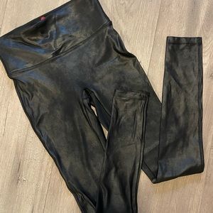 SPANX Faux Leather Black Leggings Size Small